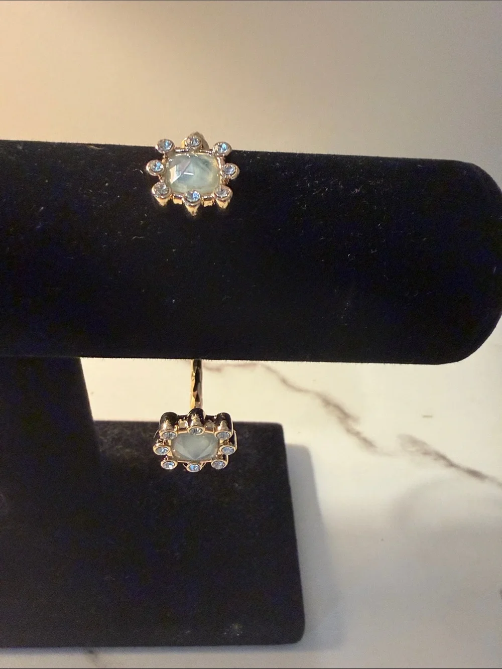 Gold Open Cuff Bracelet with Opalescent Accent Stones